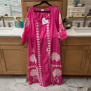 Buddy Love Pink and White Floral Long Sleeve Dress/coverup